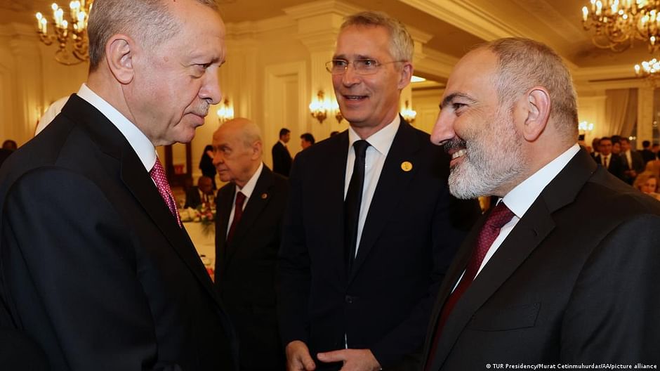 Stoltenberg (center of frame) spent the weekend in Turkey for Erdogan’s inauguration, with relatively few Western leaders on hand to keep him company