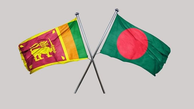 Flags of Bangladesh and Sri Lanka