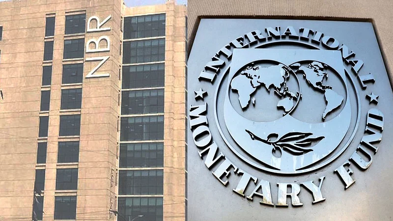 A combination of NBR building and logo of IMF 