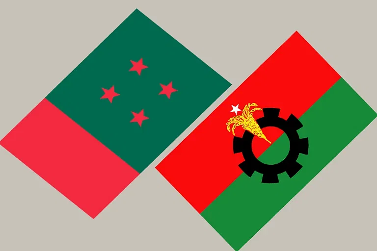 Flags of Awami League and BNP