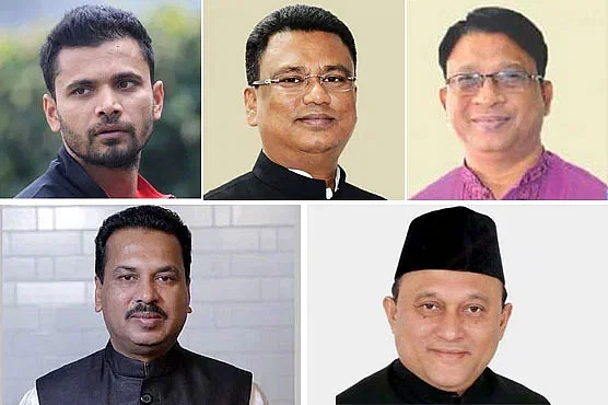 (L-R above) Mashrafe bin Mortaza, Abu Sayeed Al Mahmood and Iqbalur Rahim. (L-R below)  Nazrul Islam and Shaimum Sarwar