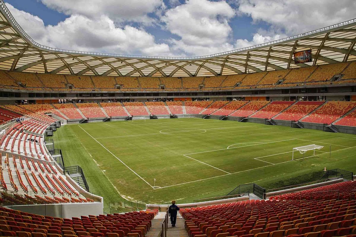View of the Arena Amazonia stadium in Manaus, Amazonas State, Brazil, on February 13, 2014. Manaus will host FIFA Word Cup Brazil 2014 football matches. Photo: AFP