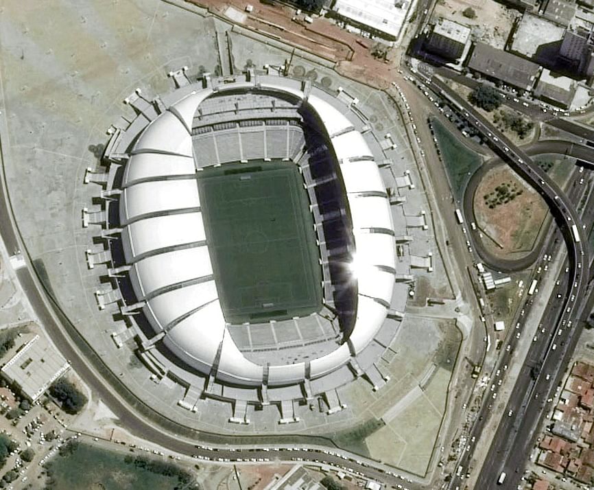 A handout satellite image released on May 28, 2014 by Airbus Defence and Space satellites shows the newly built Das Dunas stadium in Natal, which will host games during the World Cup. Photo: AFP