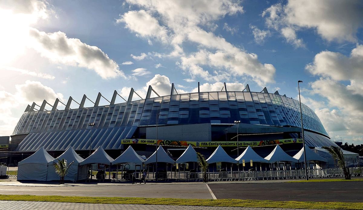 Picture of the Pernambuco Arena in Recife, which is hosting matches of the FIFA Confederations Cup Brazil 2013 football tournament, taken on June 18, 2013. Photo: AFP