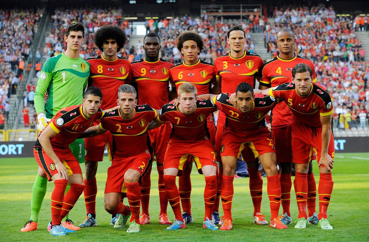 The Belgian national football team poses for a photograph before the 2014 World Cup Qualifying football match between Belgium and Serbia at the King Baudouin stadium in Brussels on June 7, 2013. AFP