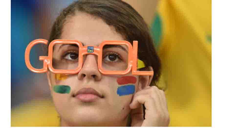 A South Korea fan attends the 2014 FIFA World Cup Group H football match between Russia and South Korea in the Pantanal Arena in Cuiaba on June 17, 2014. AFP
