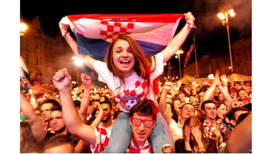Croatian football fans celebrate their team