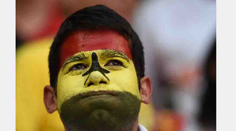 A Ghana fan reacts during the Group G football match between Portugal and Ghana at the Mane Garrincha National Stadium in Brasilia during the 2014 FIFA World Cup on June 26, 2014. AFP