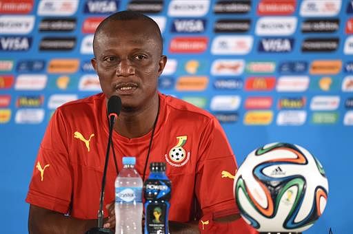 Ghana's coach Kwesi Appiah addresses a press conference at the Mane Garrincha National Stadium in Brasilia on June 25, 2014, on the eve of their group G FIFA World Cup football match against Portugal. AFP