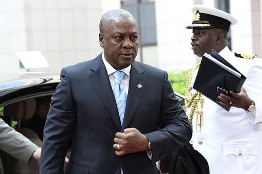 Ghana's President John Dramani Mahama arrives for the 4th EU-Africa summit on April 2, 2014 at the EU Headquarters in Brussels. African and European leaders opened crisis talks on the 'terrifying' violence in the Central African Republic where peacekeepers have been unable to stop a deadly spiral of Christian-Muslim strife. AFP