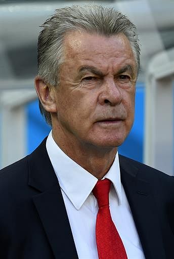 Switzerland's German coach Ottmar Hitzfeld is pictured before a Group E football match between Switzerland and France at the Fonte Nova Arena in Salvador during the 2014 FIFA World Cup on June 20, 2014. AFP