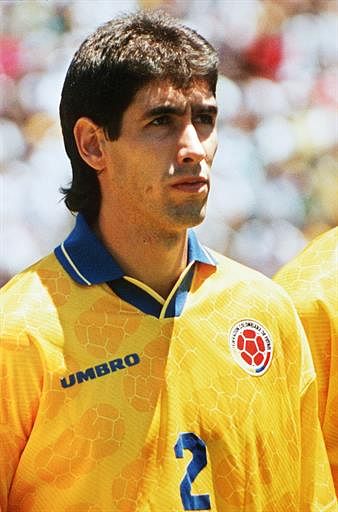 Portrait of Colombian defender Andres Escobar, taken 26 June 1994 at Stanford stadium, before the Soccer World Cup match between Colombia and Switzerland. Escobar was shot to death in a parking lot in Medellin, Colombia, early 02 July. AFP