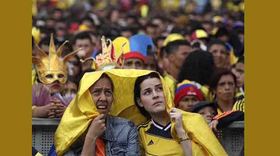 Colombia fans react during quarter final match between Brazil and Colombia. Reuters