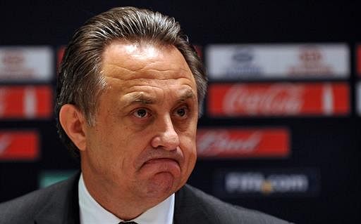 A file picture taken on September 30, 2012, shows Russian Sports Minister Vitaly Mutko attending a news conference in Moscow. AFP