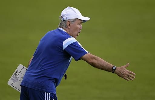 Argentina's coach Alejandro Sabella takes part in a training session at 'Cidade do Galo', their base camp in Vespasiano, near Belo Horizonte on July 6, 2014 during the 2014 FIFA World Cup. AFP