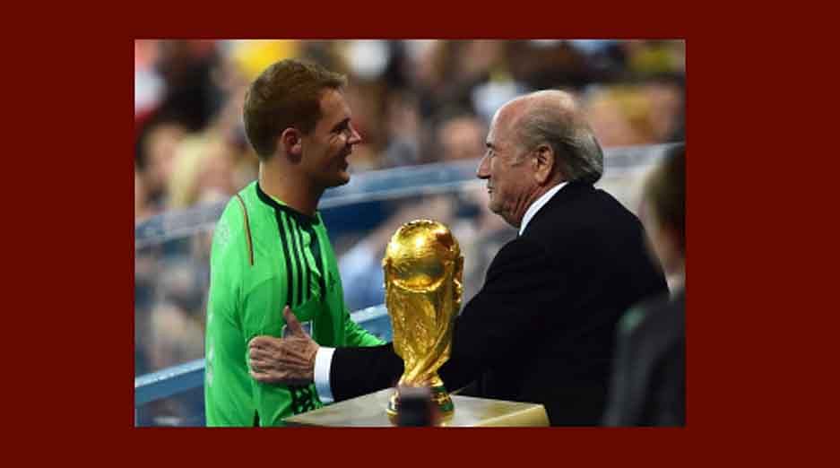 FIFA President Joseph Blatter congratulates Germany