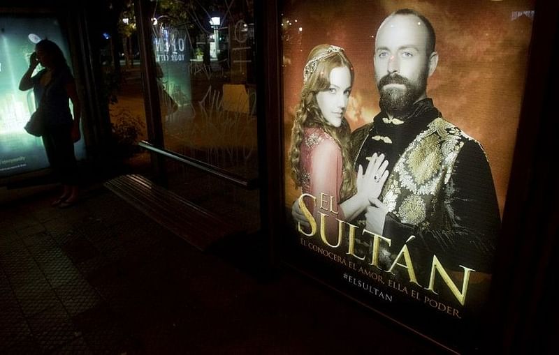 View of a billboard advertising Turkish soap opera ‘El Sultan’ in Santiago. Photo: AFP