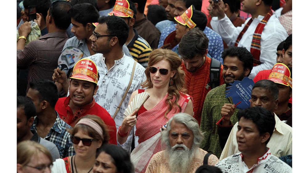 Foreign guests in Baishakh celebration: Photo: Zahidul Karim