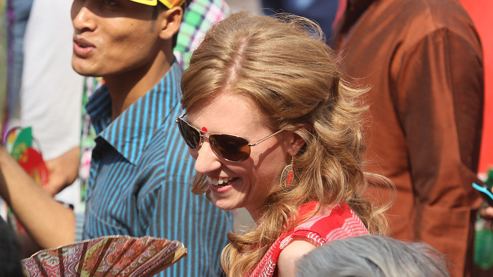 Many foreigners were seen in the traditional Mongol Shova Jatra. Photo: Zahidul Karim