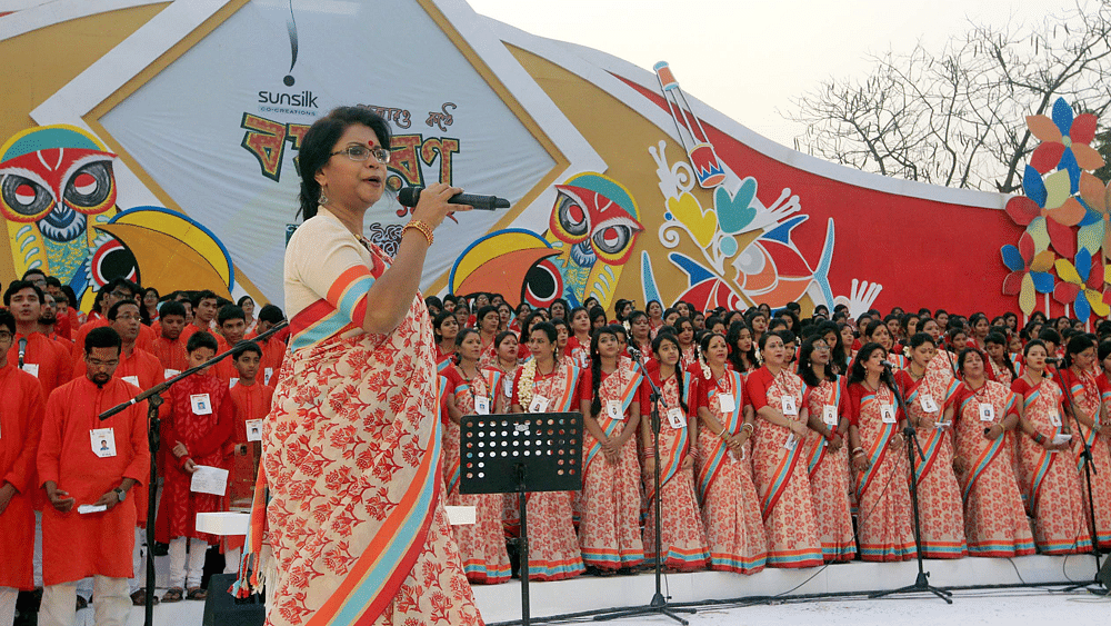 A cultural function arranged by Shurer Dhara at Bangabandhu International Conference Center (BICC). Photo: Sajid Hossain