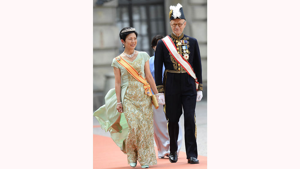 Princess Hisako Takamado of Japan (L) arrives for the wedding of Sweden
