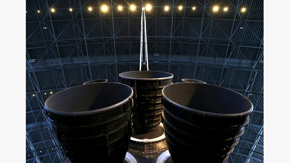 The main engines of the space shuttle orbiter Discovery are seen on display at the Udvar-Hazy Smithsonian National Air and Space Annex Museum in Chantilly, Virginia August 28, 2015. Photo: Reuters