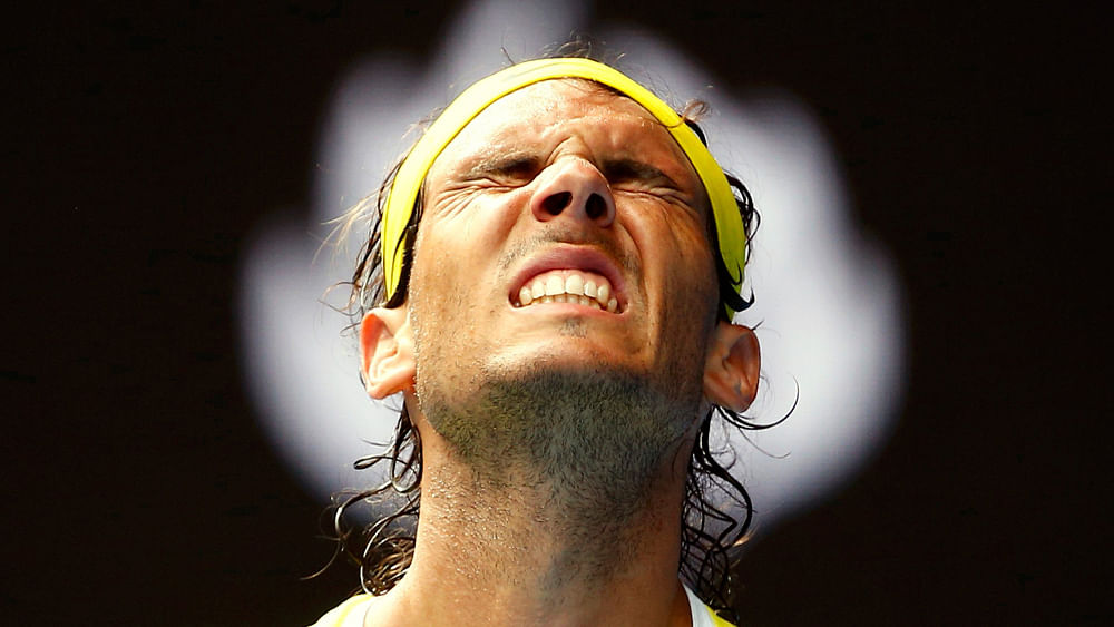 Spain`s Rafael Nadal reacts during his first round match against Spain`s Fernando Verdasco at the Australian Open tennis tournament at Melbourne Park, Australia, January 19, 2016. Photo: Reuters