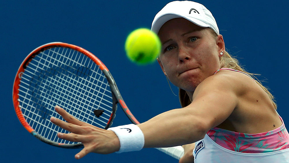 Sweden`s Johanna Larsson prepares to hit a shot during her first round match against Romania`s Irina-Camelia Begu at the Australian Open tennis tournament at Melbourne Park, Australia, January 19, 2016. Photo: Reuters