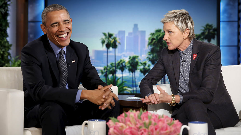 U.S. President Barack Obama appears on a taping of the Ellen DeGeneres Show in Burbank, California February 11, 2016. Photo: Reuters