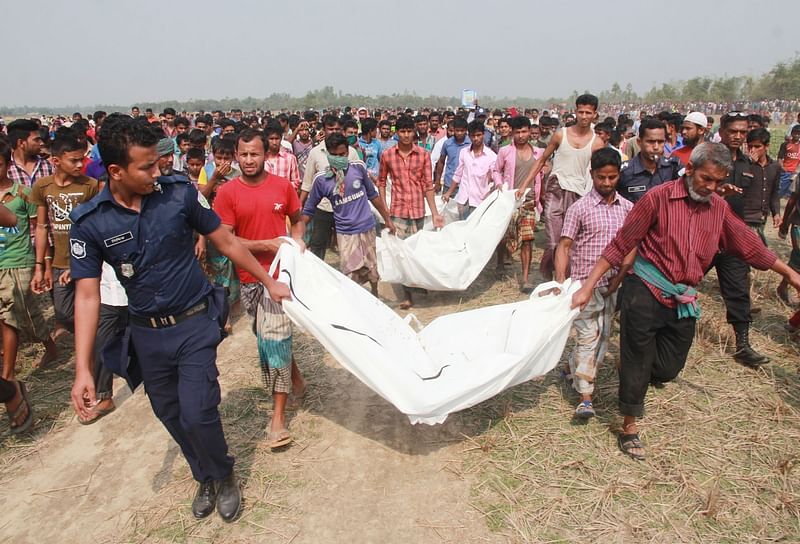 Police recovered bodies of four minor boys buried under heap of earth on Wednesday, five days after their going missing at Sundratiki village of Bahubal upazila in Habiganj. Photo: Anis Mahmud, Sylhet.