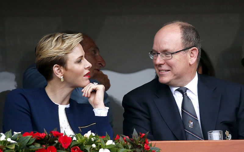 Prince Albert II of Monaco and Princess Charlene attend the final match of the Monte Carlo Masters. Photo: Reuters