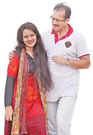 Dighi with father Shubrata. Photo: Prothom Alo