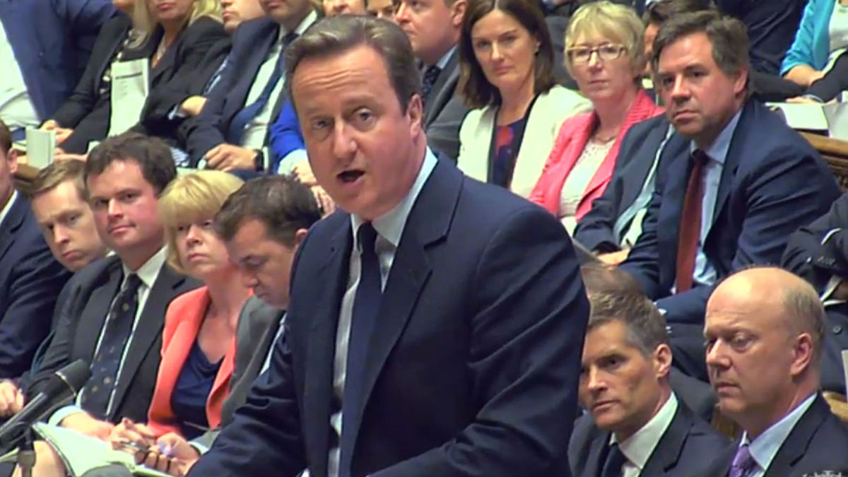 British Prime Minister David Cameron giving a statement in Parliament in London. Photo: AFP