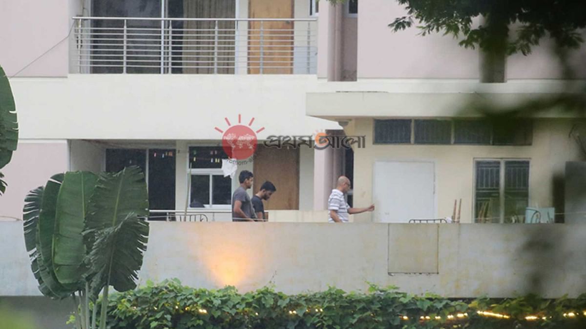 A foreigner, followed by apparently two hostage-takers, walks on the roof of Holey Artisan Bakery at Gulshan in Dhaka around 6:30am, an hour before the rescue operation by joint force. Prothom Alo photo