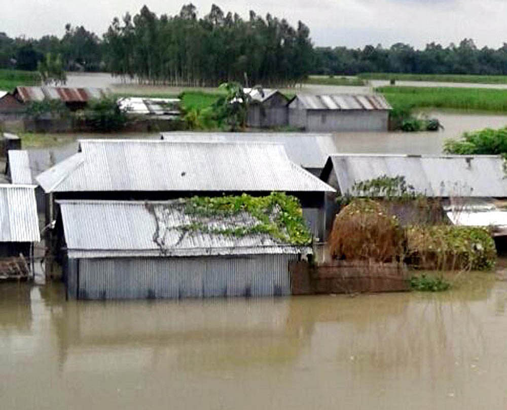 A vast area in Jamalpur inundated in flood waters. Photo: Focus Bangla