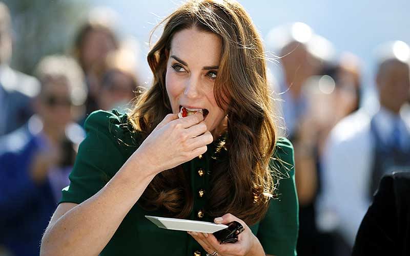Britain`s Catherine, Duchess of Cambridge, samples sushi during the Taste of British Columbia event at Mission Hill winery in Kelowna, British Columbia, Canada, September 27, 2016. Reuters