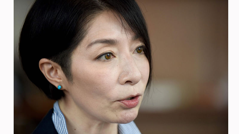 This photo taken on July 15, 2016 shows Japanese porn star-turned-novelist Mariko Kawana answering questions during an interview with Agence France-Presse (AFP) in Tokyo.