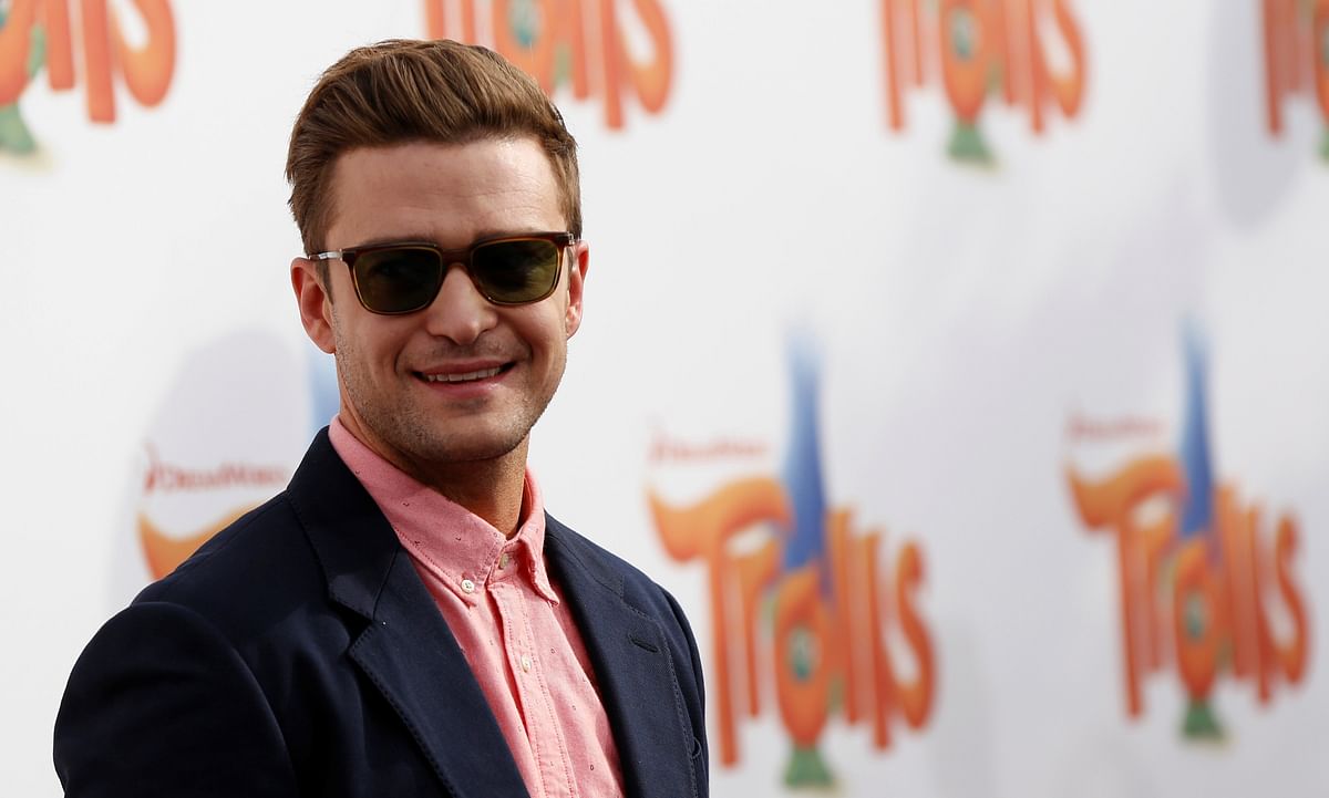 Pop star Justin Timberlake poses at the premiere of `Trolls` in Los Angeles, California. Photo: Reuters