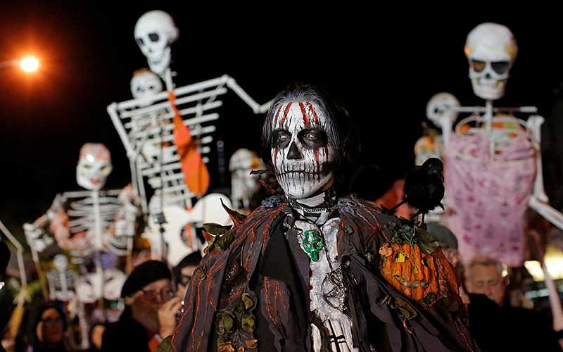 A man dressed as Samhain participates in the Greenwich Village Halloween Parade in Manhattan, New York, US. Photo: Reuters