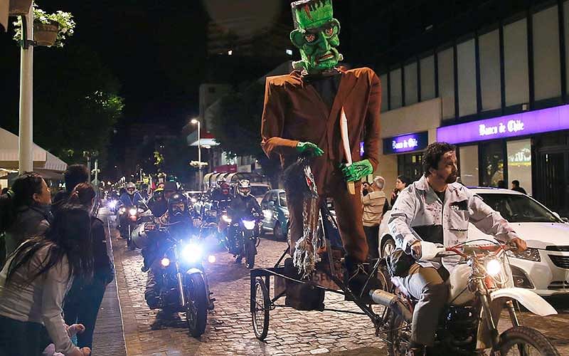 Revellers on motorcycles take part in a zombie parade to celebrate Halloween in Vina del Mar, Chile. Photo: Reuters