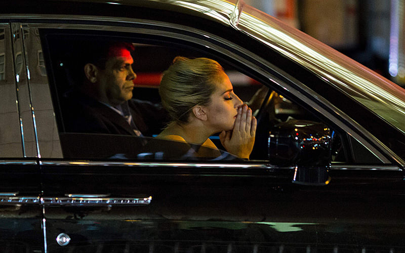 Musician Lady Gaga sits in her car after staging a protest against Republican presidential nominee Donald Trump outside Trump Tower in New York City after midnight on election day November 9, 2016. Photo: AFP