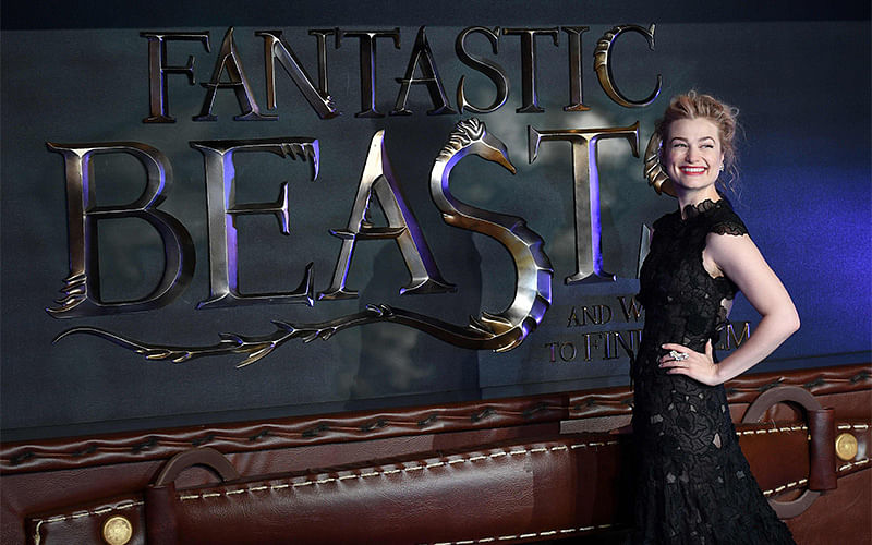 US actress Alison Sudol poses after arriving to attend the European premiere of the film `Fantastic Beasts and Where to Find Them` in Leicester Square in central London. Photo: AFP