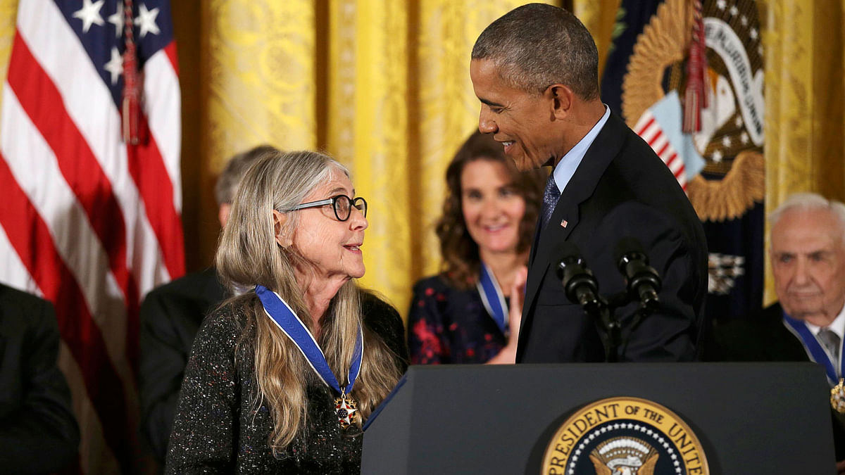 Computer scientist Hamilton receives Presidential Medal of Freedom from President Obama at White House in Washington. Photo: Reuters