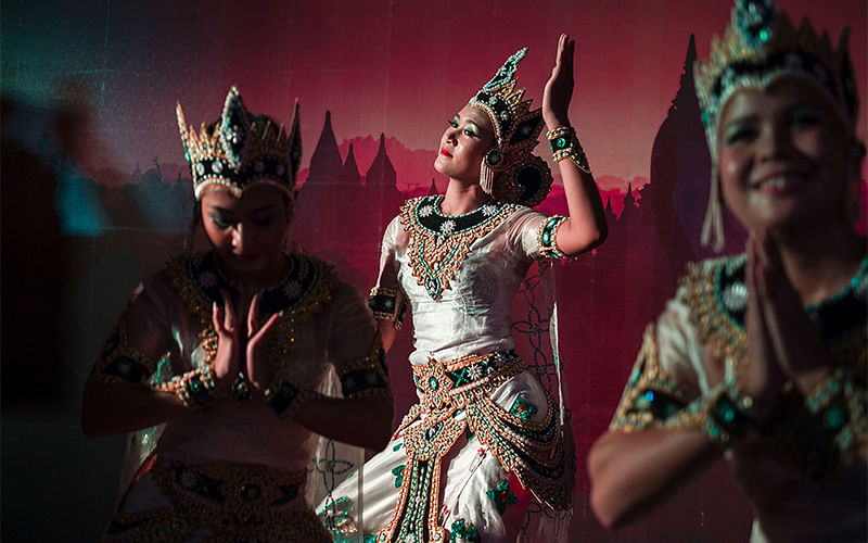 In this photograph taken on December 10, 2016 Myanmar dancers perform a traditional dance during a heritage festival in Yangon. Photo: AFP