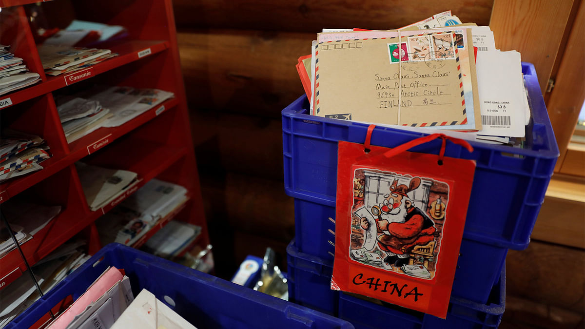 Letters from around the world are stored at the Santa Claus` Post Office in the Arctic Circle near Rovaniemi, Finland. Photo: Reuters
