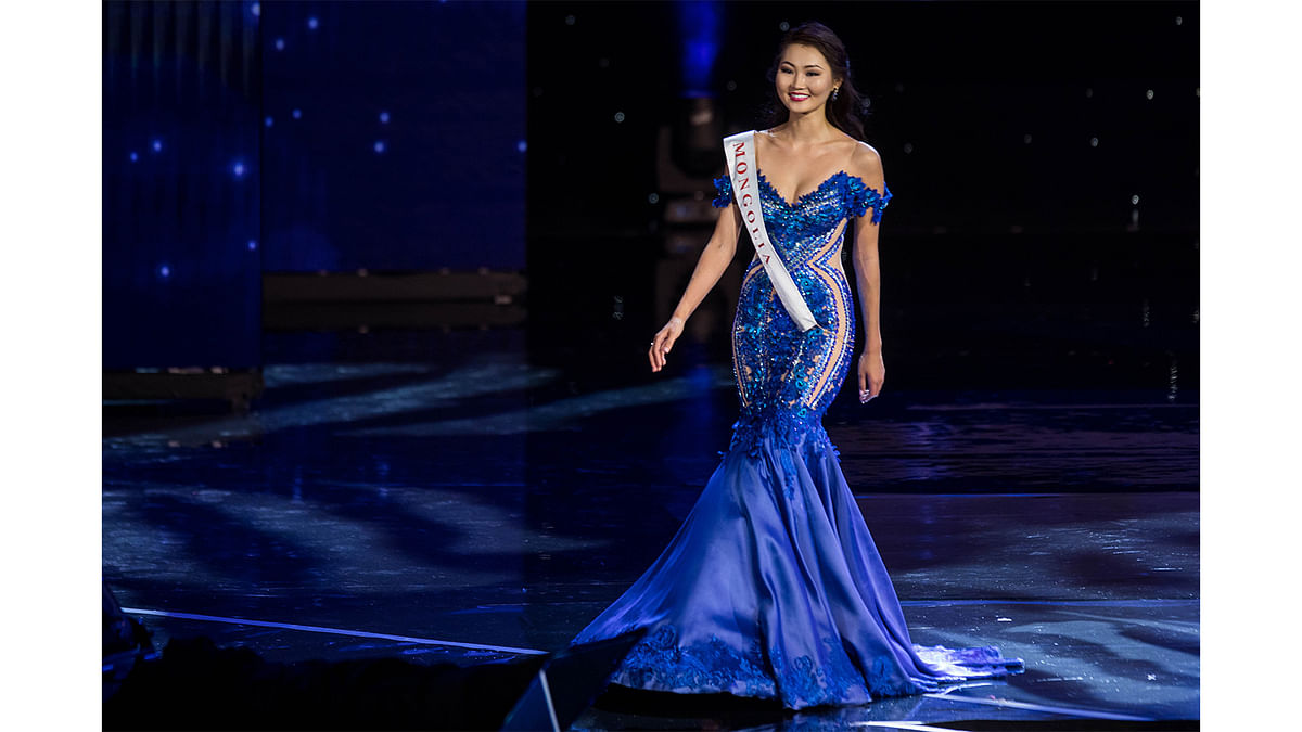 Miss Mongolia Bayartsetseg Altangerel is pictured during the Grand Final of the Miss World 2016 pageant at the MGM National Harbor December 18, 2016 in Oxon Hill, Maryland. Photo: AFP