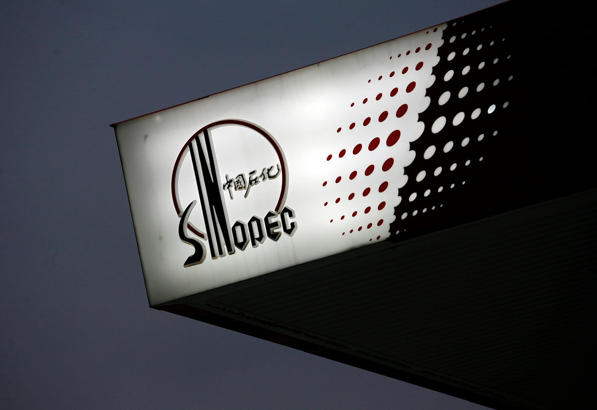 The Sinopec logo is seen at one of its gas stations in Hong Kong. Photo: Reuters