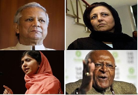 Nobel laureates Muhammad Yunus, Desmond Tutu, Shirin Ebadi and Malala Yousafzai. Photo: AFP and Reuters