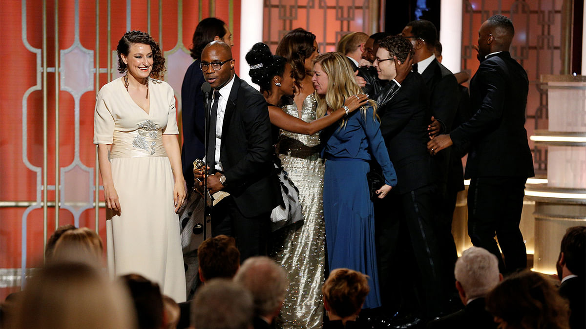 Producer Adele Romanski accepts the award for Best Motion Picture - Drama for `Moonlight` during the 74th Annual Golden Globe Awards show in Beverly Hills, California, U.S., January 8, 2017. Photo: Reuters