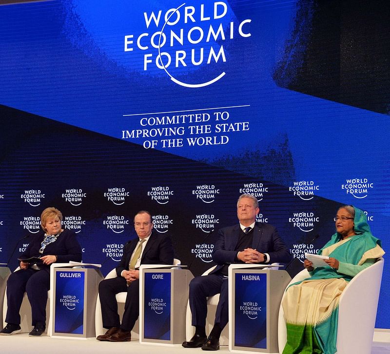 Prime minister Sheikh Hasina in a plenary session of the 47th annual meeting of the World Economic Forum (WEF) in Davos of Switzerland. Photo: PID